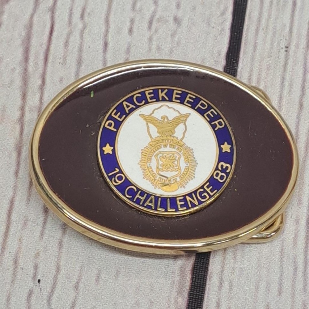 Peacekeeper Challenge 1983 Eagle Seal Gold Tone Commemorate Small 2" Belt Buckle